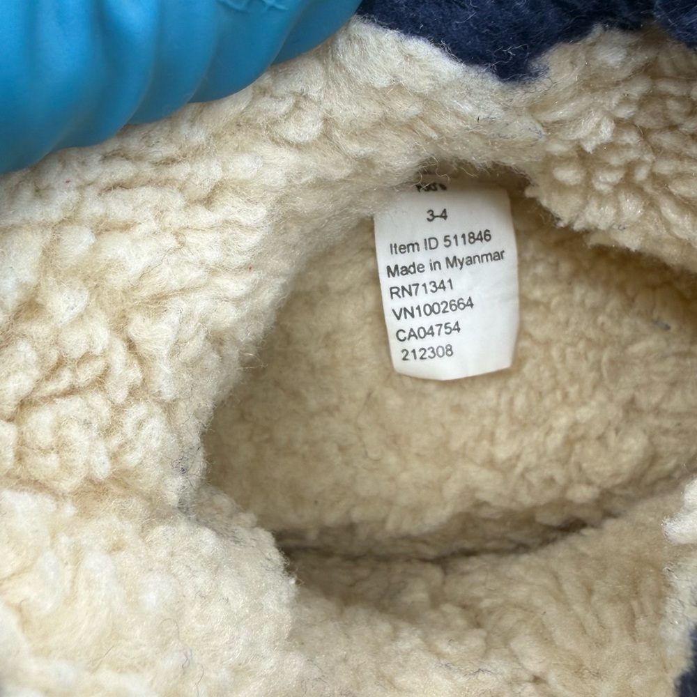 L.L. Bean Kids Navy Sherpa Slip-On Slippers.Size 3-4 - Picture 4 of 7